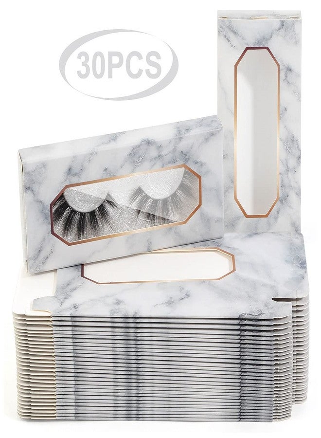 MAGEFY 30 Pieces Eyelashes Packaging Box, Empty Eyelash Boxes Lash Box Packaging Marble Paper Eyelash Storage Box Soft Paper Lash Case - Image 1